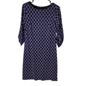 Laundry By Shelli Segal Black Blue Half Sleeve Dress